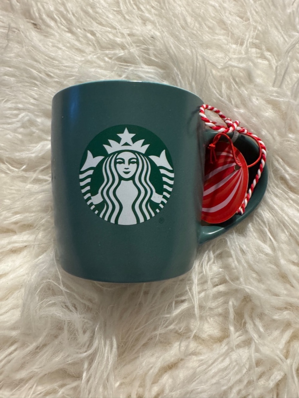 Starbucks Dark Green Logo Ceramic Coffee Mug with Red Tag